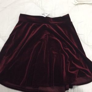 Maroon velvet skater skirt
